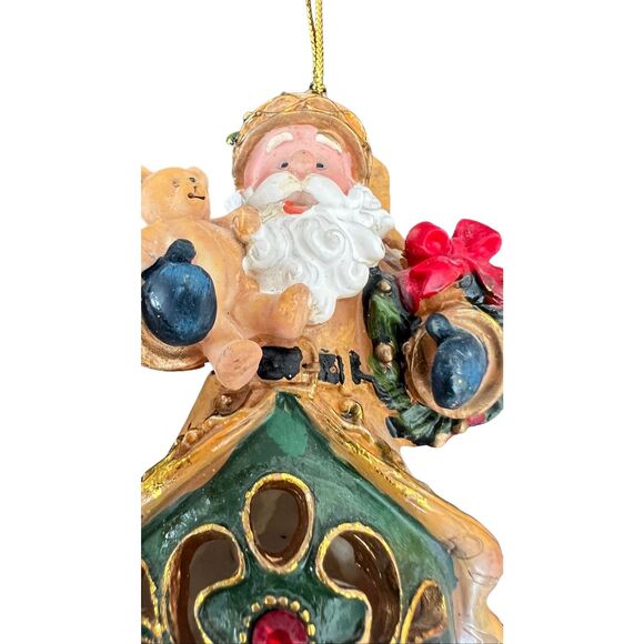 Vintage Santa Blue, Burgundy Christmas Tree Ornament - Picture 2 of 8